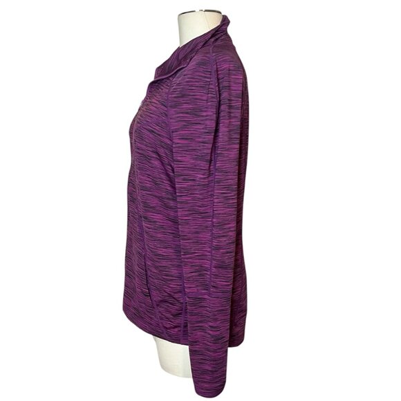 Z by Zella purple and black space dye zip front mock neck track jacket XL - Picture 2 of 9
